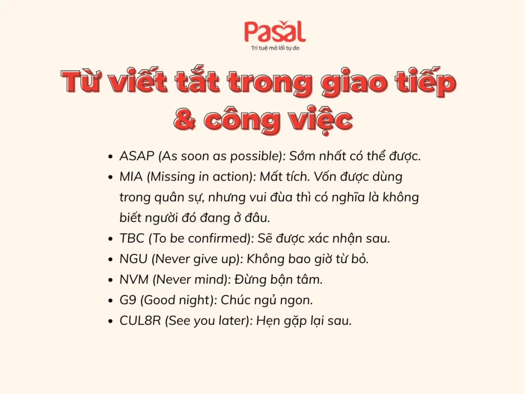 [Bài học tiếng Anh giao tiếp] Bài 70 – Ý nghĩa các từ viết tắt trong tiếng Anh