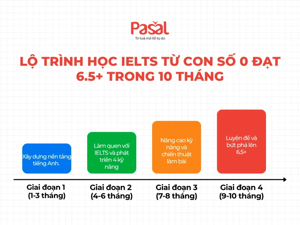 Lộ trình học IELTS từ con số 0 đạt 6.5+ trong 6 – 12 tháng
