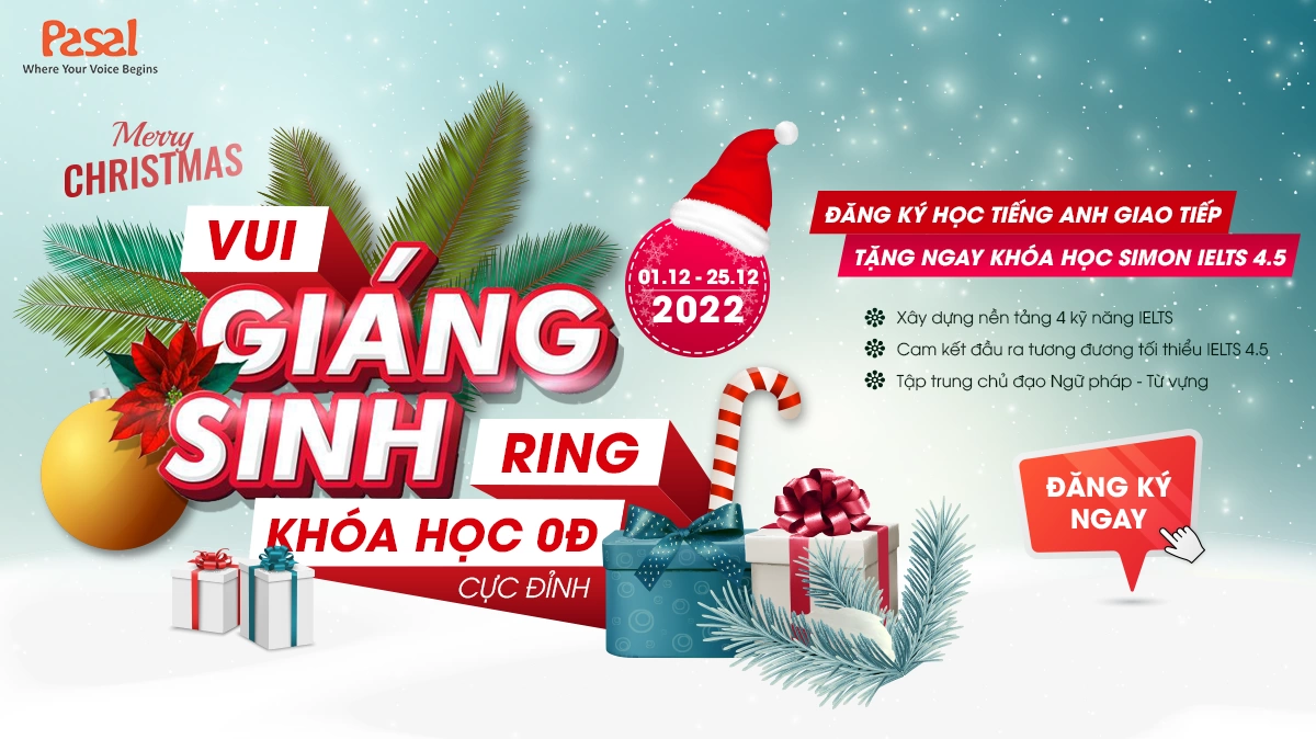 Vui Giáng Sinh - Rinh khóa học tiếng Anh 0Đ CỰC ĐỈNH tại Pasal