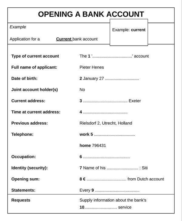 Dạng 3: Dạng Form Completion