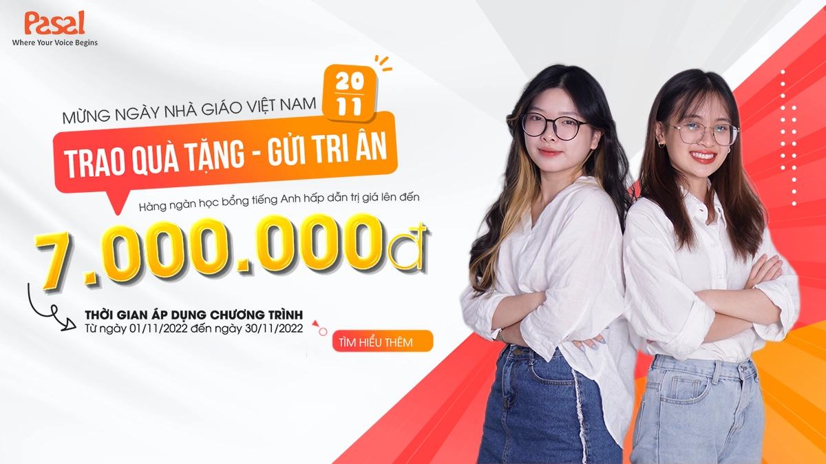 Ưu đãi khóa học tiếng Anh tháng 11 tri ân thầy cô