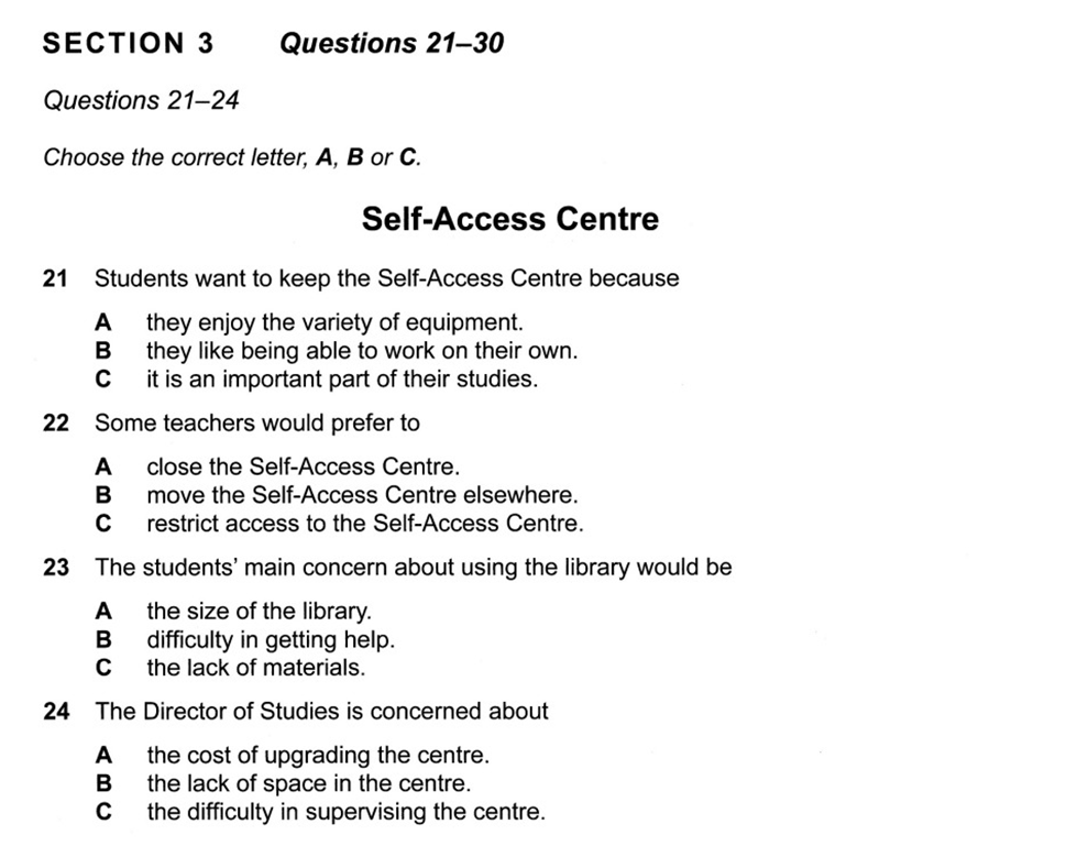 Dạng bài Multiple Choice