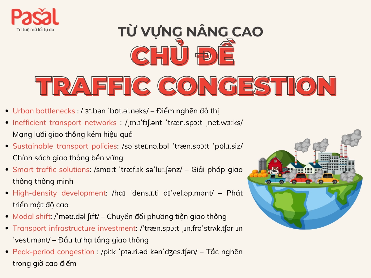 [2025] Bộ từ vựng IELTS Traffic Congestion kèm ví dụ dễ áp dụng