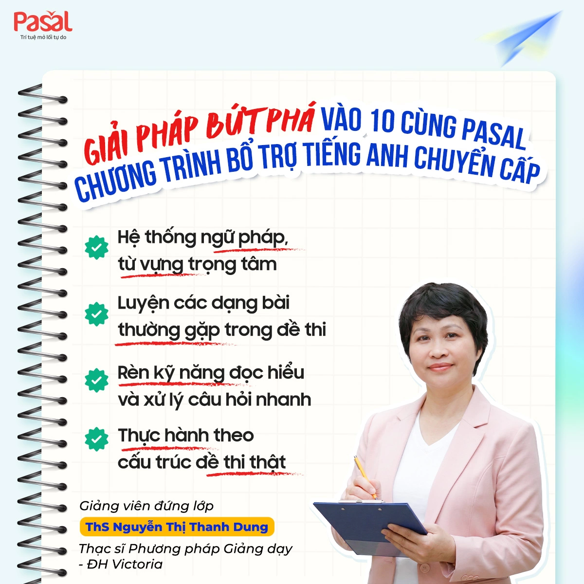 Bứt phá điểm số cùng khóa luyện thi tiếng Anh chuyển cấp lên 10 miễn phí tại Pasal