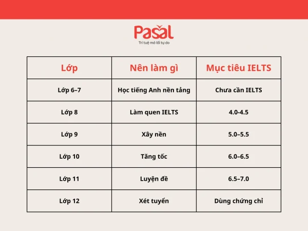 Nên học IELTS từ lớp mấy? Lộ trình phù hợp để đạt 6.5 – 7.0 trước khi xét tuyển đại học